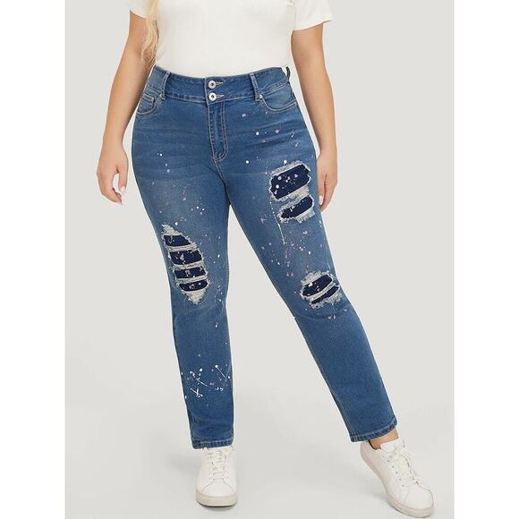 🔥SALE  BloomChic High-Rise Stretch Jeans – Plus Size 26 (4X) – Medium Wash - Picture 4 of 10